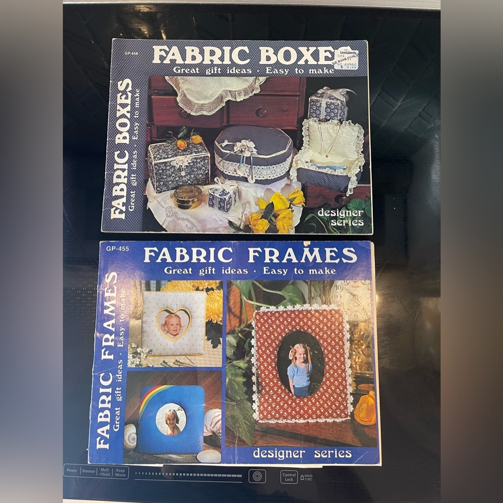 Vintage Lot Of 2 Paperback Books : Fabric Frames And Fabric Boxes. Pics/Patterns